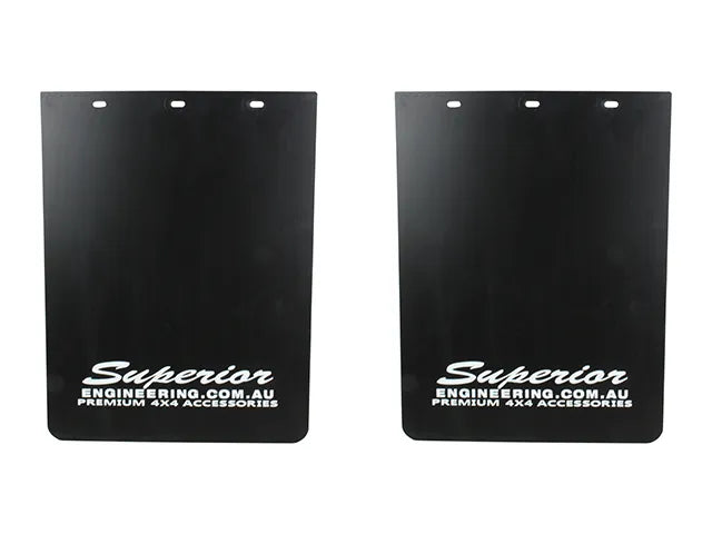 Superior Engineering Premium Mudflaps Extra Extra Extra Large 650mm x 350mm - White Logo (Pair)