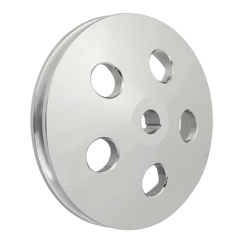 Proflow Power Steering Pulley V-Belt Style Single Groove Type 2 Pump .665in Press Fit 5.80in O.D Chev Aluminum Chrome
