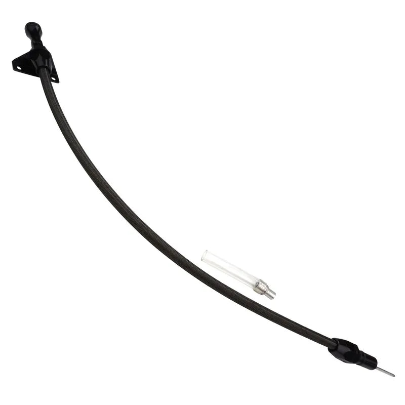 Proflow Transmission Dipstick Braided Stainless Steel Black Black Handle Firewall Mount For Chrysler A-904