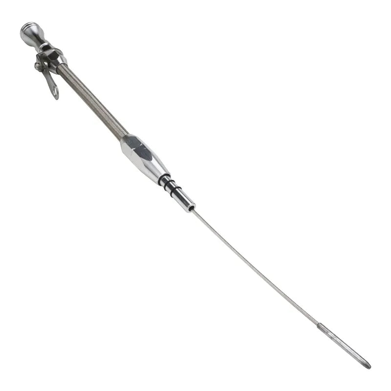 Proflow Engine Dipstick Braided Stainless Steel Tumble Polished Press-In For Ford Small Block Windsor