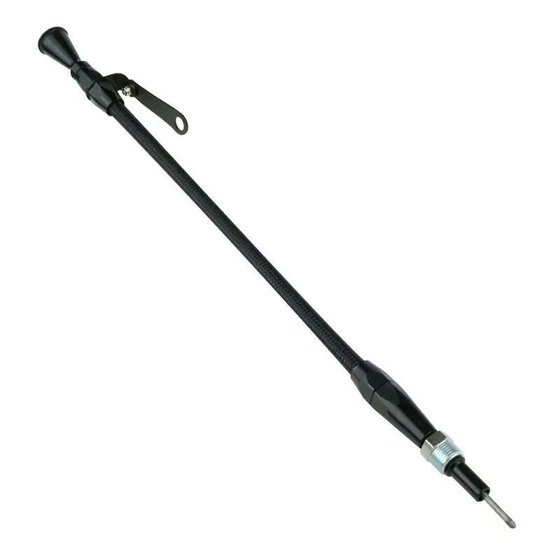Proflow Engine Dipstick Braided Stainless Steel Black Billet Handle For Ford 351W Screwininto Aftermarket Oil Pans