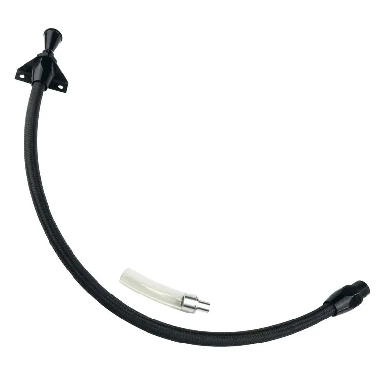 Proflow Transmission Dipstick Braided Stainless Black Billet Handle Firewall Mount For Chrysler 727