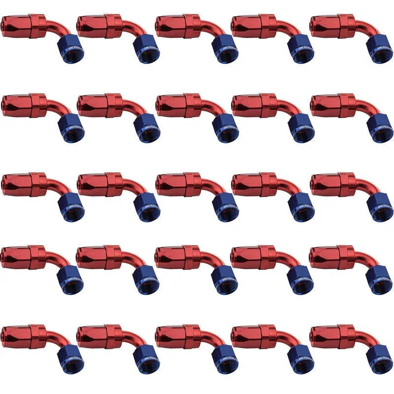 Proflow Bulk Pack 90 Degree Hose End -08AN Hose to Female Blue/Red 25pc