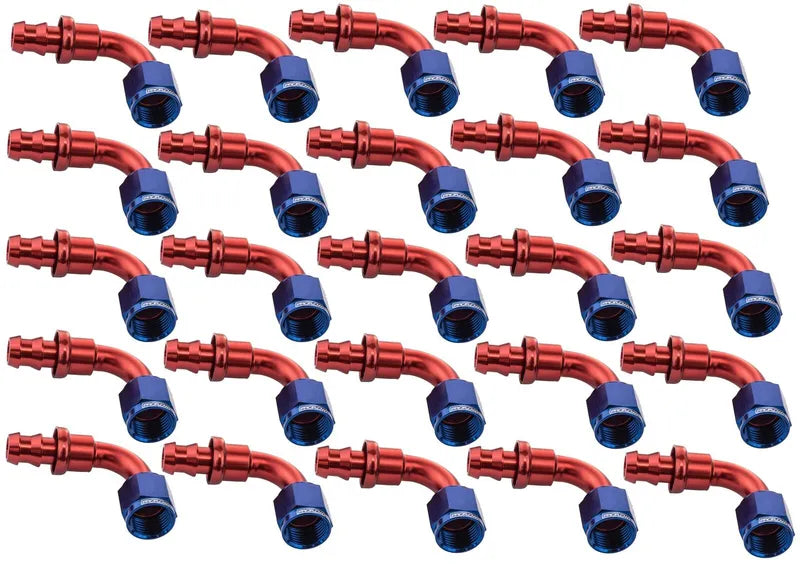 Proflow 90 Degree Push Lock Hose End Barb 3/8'' To Female -06AN Polished