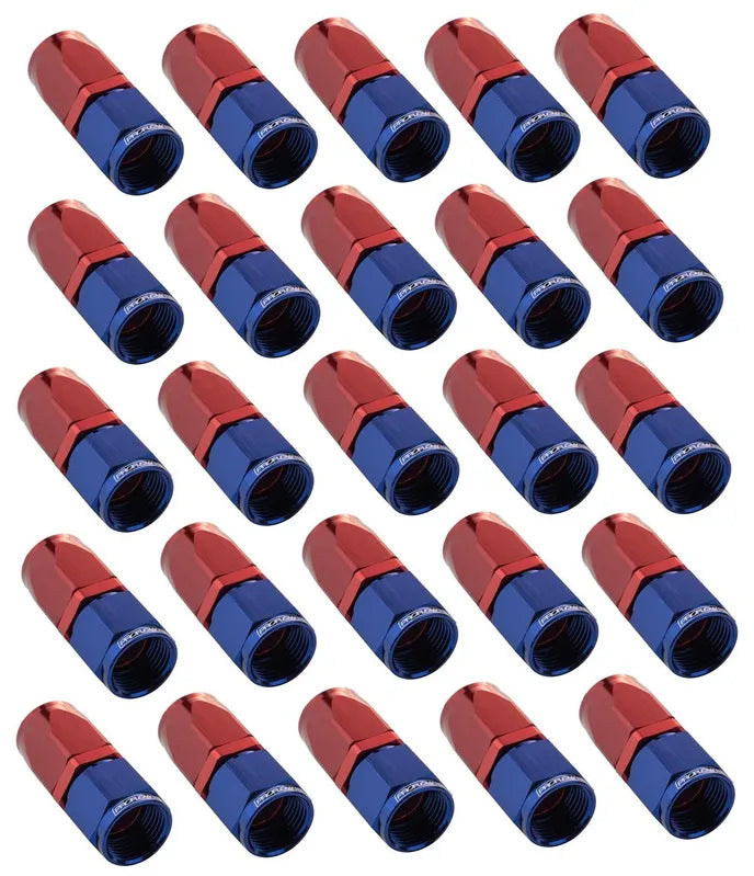 Proflow Bulk Pack Fitting Hose End Straight Full Flow -08AN Blue/Red 25pc