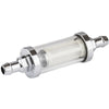 Proflow Fuel Filter Glass/Chrome Hose Barb Inlet and Outlet