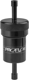 Proflow Fuel Filter Aluminium 1/4in Hose barb 100 Micron Stainless Steel Black