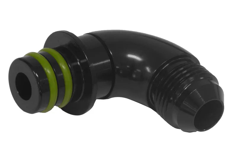 Proflow Fitting Transmission Adaptor For Ford ZF to AN Hose End 90 Degree Black AN6
