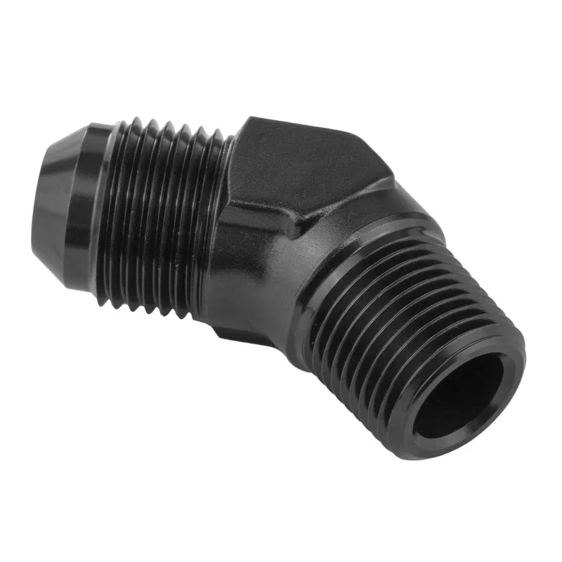 Proflow Male Adaptor -10AN 45 Degree To 1/2in NPT Black