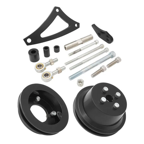 Proflow V Belt Drive & Alternator Bracket Kit Black Anodised Aluminium For Ford BB 429-460 Drivers Side Lww Mount Black