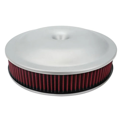 Proflow Air Filter Assembly 14in Diameter x 3in Height Race Spun Aluminium Silver 5-1/8in Recessed Base