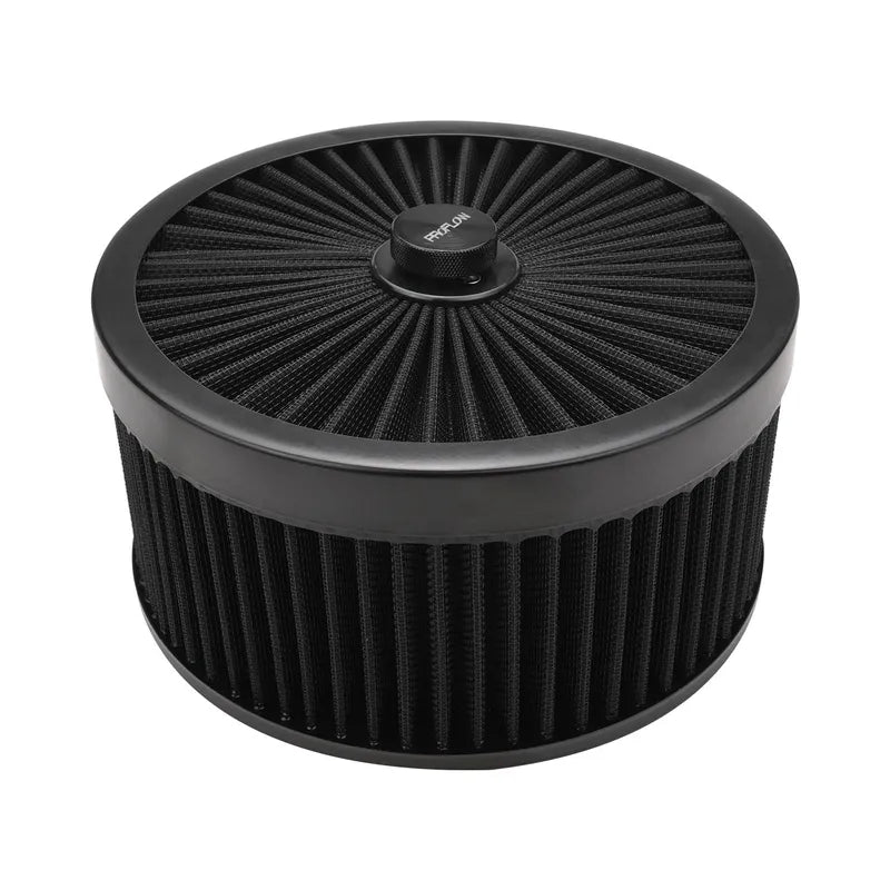 Proflow Air Filter Assembly Flow Top Round 9in x 4in Suit 5-1/8in Flat Base - Black
