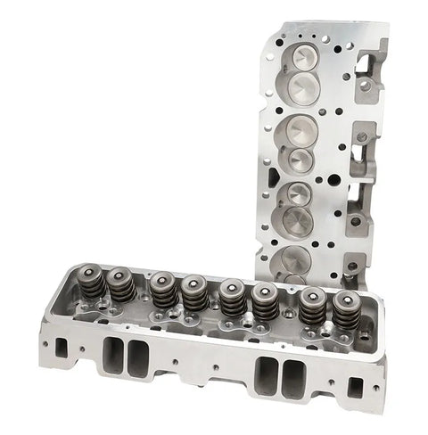 Proflow Cylinder Heads SuperMax 210 SB Chev Aluminum Assembled inc Studs & G/Plates 64cc Chamber Angle Plug 210cc Intake Runner 600HP Pair