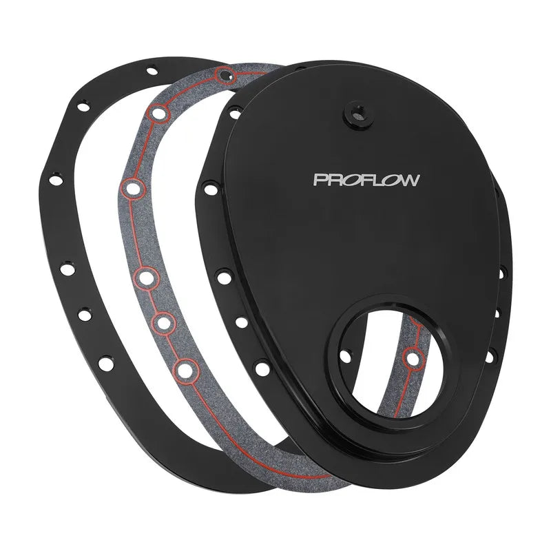 Proflow Timing Cover 2-piece Billet Aluminium Anodised Silicone Bead Gasket SB For Chevrolet V8 Small Block Kit