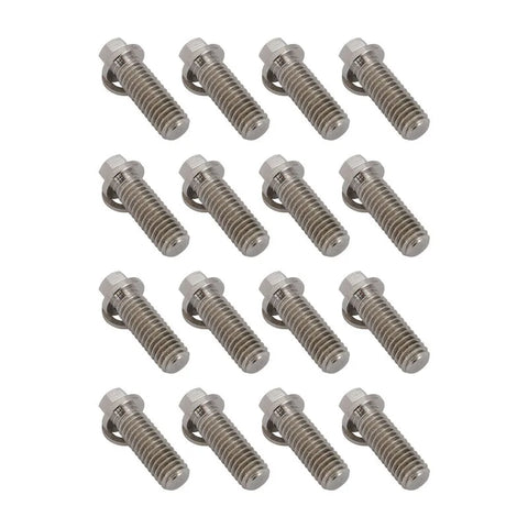 Proflow Header Bolts 5/16'' Hex Head Tight Access 3/8''-16 x 1.00'' Stainless SS304 0.527'' OD Washers Set of 16