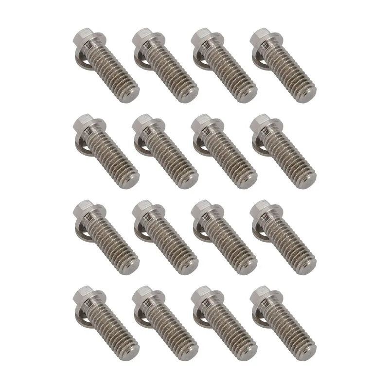 Proflow Header Bolts 5/16'' Hex Head Tight Access 3/8''-16 x 1.00'' Stainless SS304 0.527'' OD Washers Set of 16
