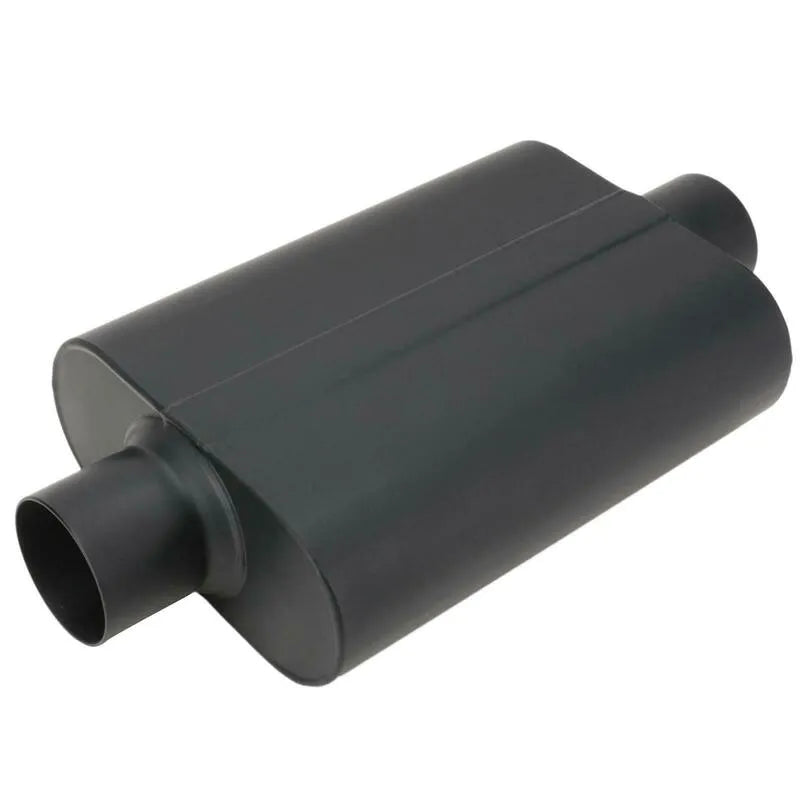 Proflow Muffler 2.50in Black Compact Flow Chamber II Centerinlet To 2.50in Center Outlet 9.75" x 13" x 4" body