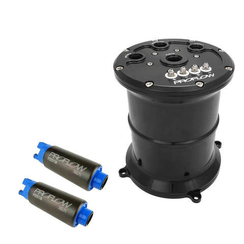 Proflow Surge Tank Kit With Dual 340 LPH Fuel Pumps EFI 2.5L Billet Aluminium Black Anodised