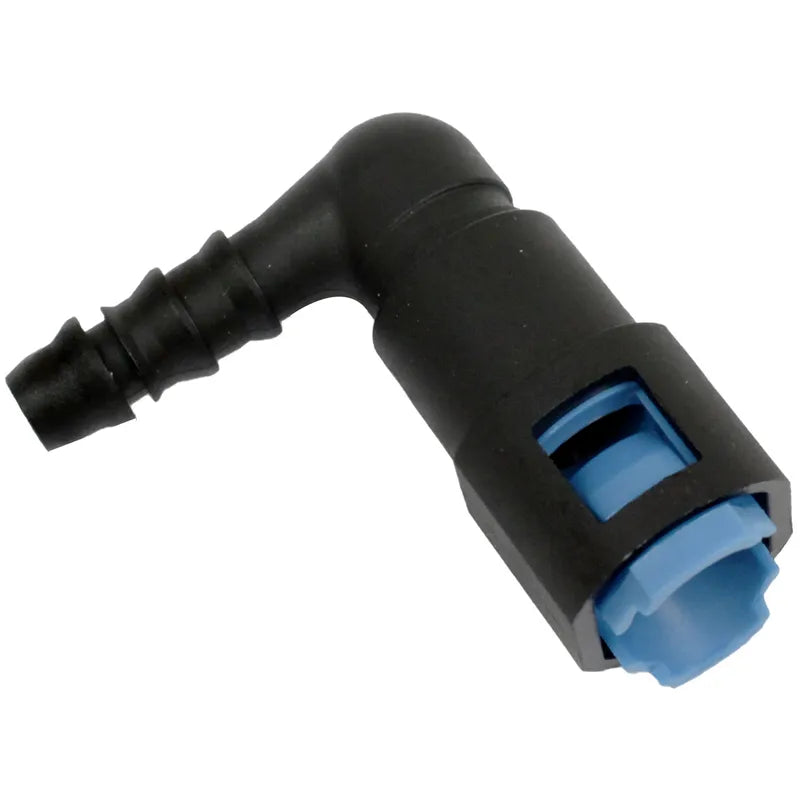 Proflow Fuel Line Connectors Nylon 3/8in Female QR 90 Degree To 5/16in 8mm Barb