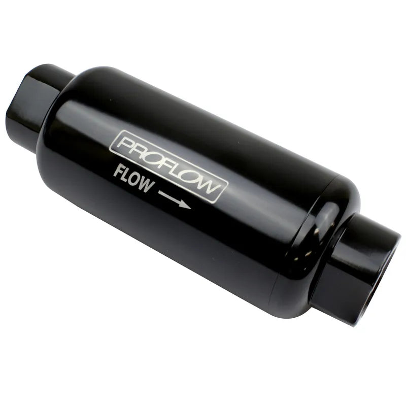 Proflow Fuel Filter Inline Mount Billet Aluminium Anodised 140mm Length -10 AN Inlet/Outlet