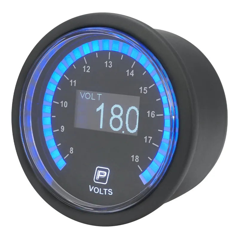Proflow Pro Series Digital Electrical Voltmeter Gauge 52mm 8-18 Volts LED Backlight