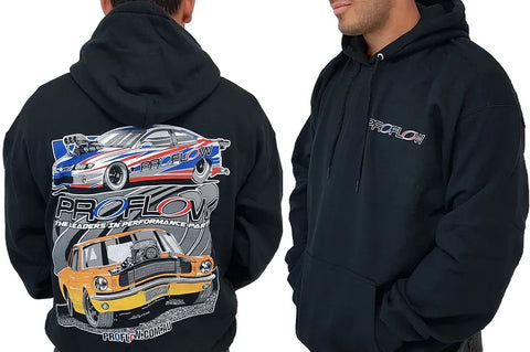Proflow Car Mural Sweatshirt Hooded Cotton/Polyester Black Men's