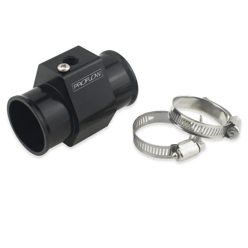 Proflow Water Temperature Sensor Adapter 38mm 1.50'' 1/8in NPT Port Billet Aluminium Black Anodised