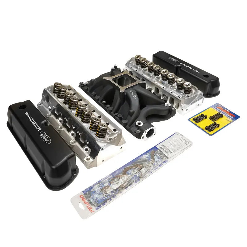 VPW Proflow Cylinder Head SuperMax 205 & Intake Kit, Manifold, Max Jr, Single Plane, Aluminium, Black, Square Bore, SB For Ford, 351W