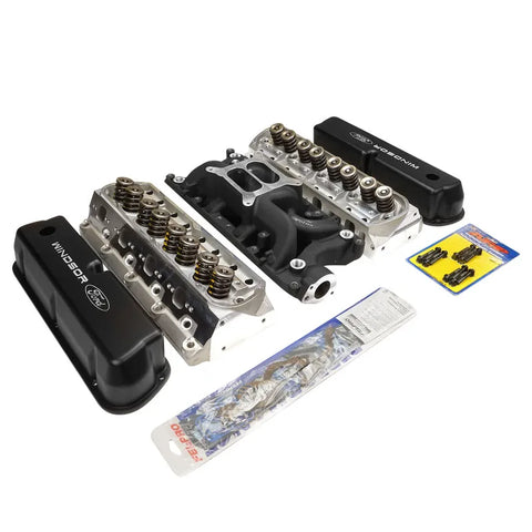 VPW Proflow Cylinder Head AirMax 185 & Intake Kit, Manifold, AirMax, Dual Plane, Aluminium, Black, Square Bore, For Ford, 289/302, Each