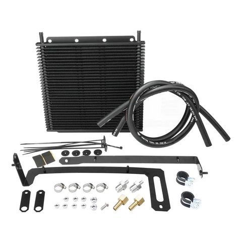 Proflow Transmission Oil Cooler Kit For Ford Falcon BA/BF 2002-2005 280 x 255 x 19mm 3/8'' Barb Black Powdercoated