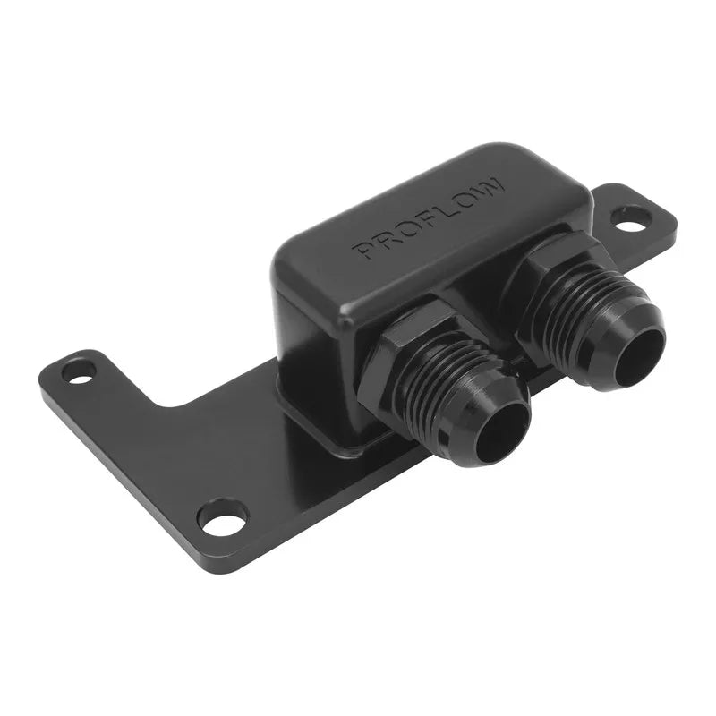 Proflow Oil Block Adaptor Remote GM LS Billet Aluminium Black Anodised 90 Degree -10AN Ports