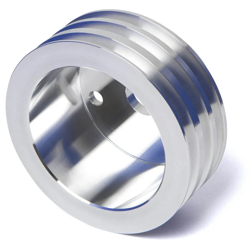 Proflow Pulley V-Belt Crankshaft SB Chev Long Water Pump 3-Groove Polished Aluminium