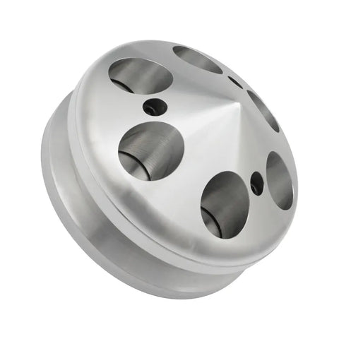 Proflow Pulley V-Belt Alternator Billet Aluminium Clear Anodised Single Groove with Cover 71mm x 17mm Bore Polished