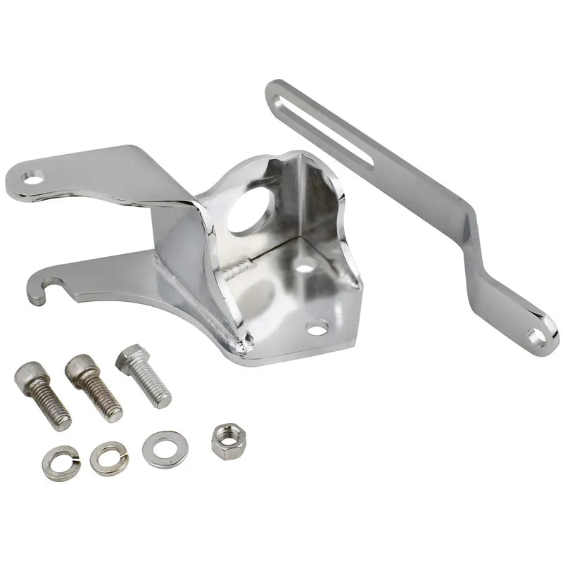 Proflow Power Steering Pump Mounting Bracket SB Chev Short Water Pump Saginaw LH Low Mount Kit Chrome