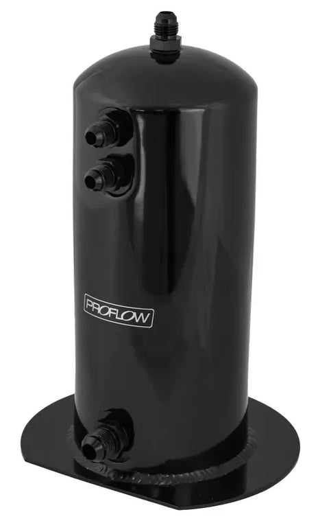Proflow Fuel Surge Tank Aluminium 254mm x 108mm Round 2.5L AN Fitting Kit Show