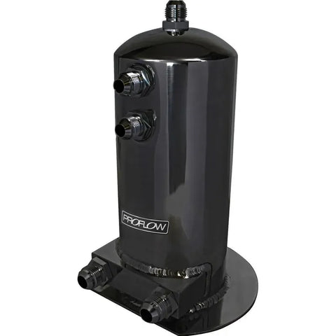 Proflow Fuel Surge Tank Fabricated Aluminium 254mm x 108mm Round 2.5L AN Fitting Kit Dual Outlets