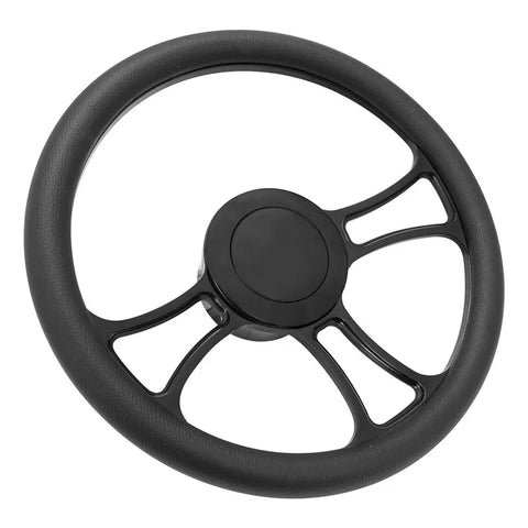 Proflow Billet 3 Slot Curved Steering Wheel 14'' Black Leather Universal Fit Steering Wheel Adaptor Horn Button 2 "...