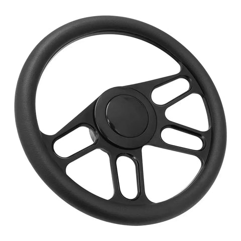 Proflow Billet 4 Slot Steering Wheel14'' Leather Universal Fit Steering Wheel Adaptor Horn Button 2 " Dish Kit