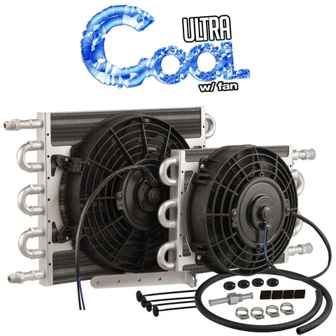 Proflow Transmission Cooler & Fan Kit Natural 10in x 15.50in Tube & Fin 10in Fan 350CFM AN6 Inlets