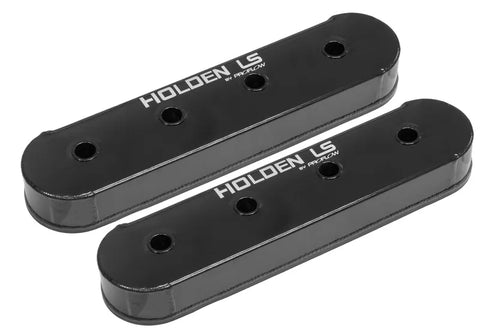 Proflow Valve Covers LS Aluminium Fabricated Black Tall For Holden LS Logo No Coil Stands Pair