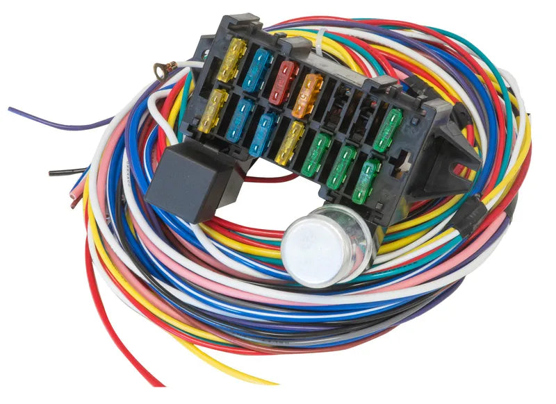 Proflow Wiring Harness 12-Circuit Dash Ignition Fuse Block Spade Fuse Universal Kit