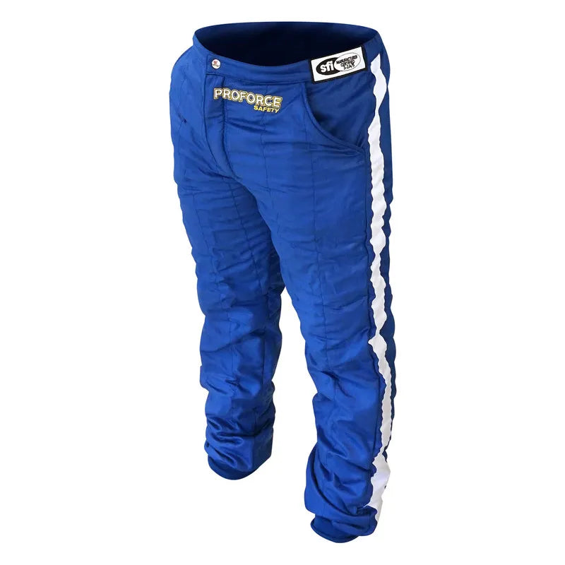 Proflow Proforce Pro 2 Driving Suit SFI 3.2A/5 Fire Retardant Racing Suit Bottom Pants Two-Piece Multiple Layer Pyrovatex Medium Blue/White Strip
