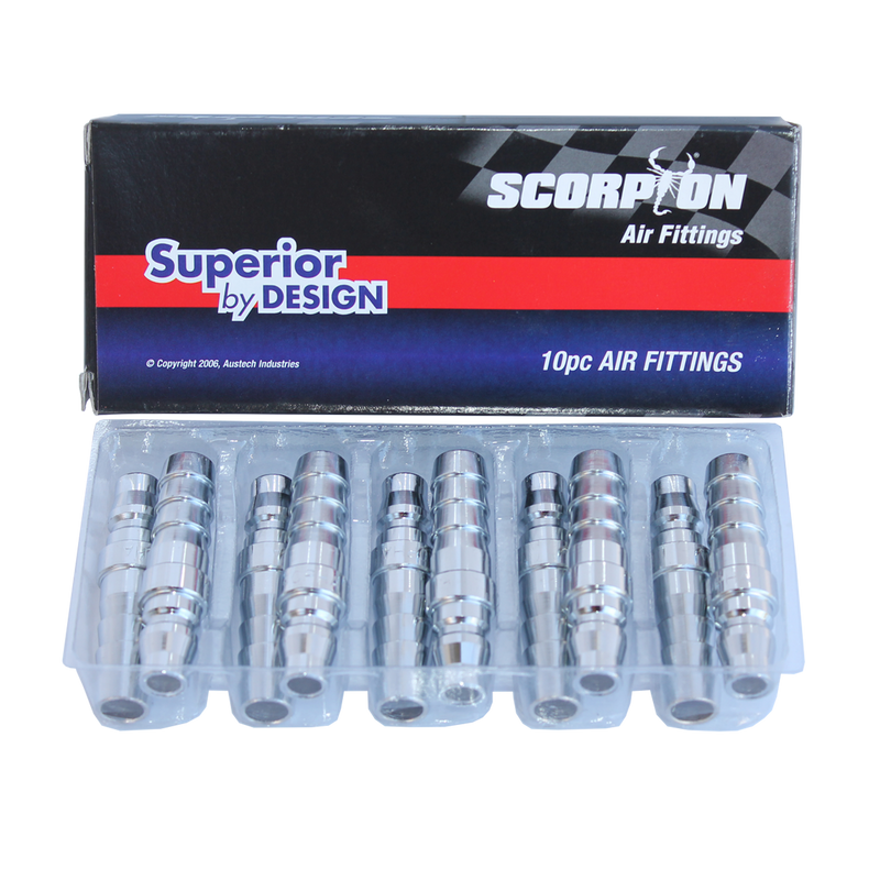 SP Tools Air Fittings - 1/2" Barbed Hose Tail Plug - Nitto Style - Hi Flow Series - Box of 10
