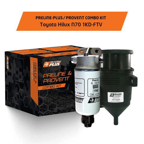 Direction Plus Preline-Plus Pre Filter + Provent Catch Can Kit (Hilux N70 04-15) — fits Toyota Hilux An10 An20 An30...