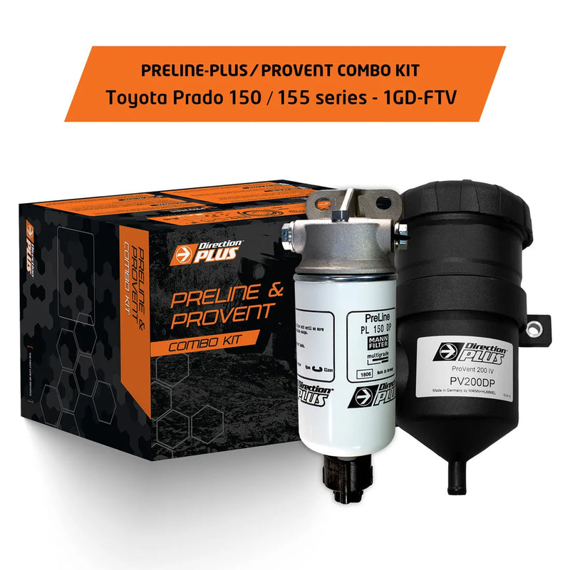 Direction Plus Preline-Plus Pre Filter + Provent Combo Kit (Prado 150/155 15+) — fits Toyota Landcruiser Prado 150...