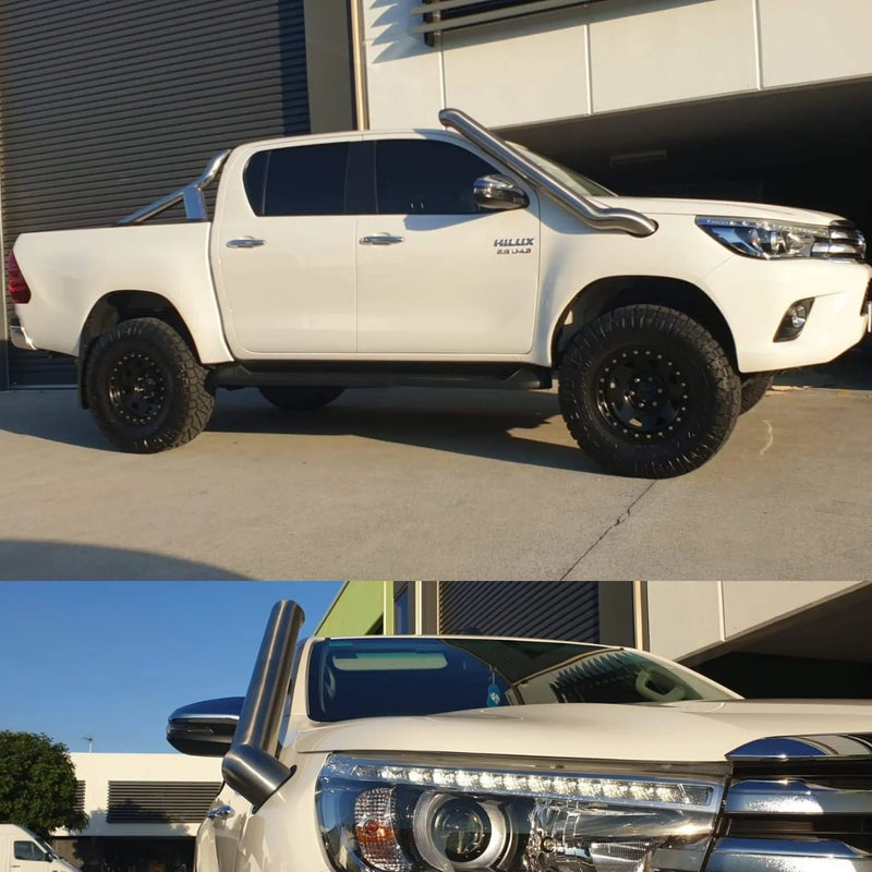 Platinum Mechanical and Suspension Mid Entry Clear Stainless Snorkel & Custom Airbox (Hilux N80 15+) — fits Toyota...
