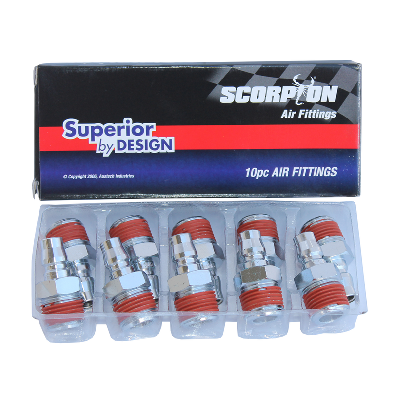 SP Tools Air Fittings - 1/2" Male Thread Plug - Nitto Style - Hi Flow Series - Box of 10