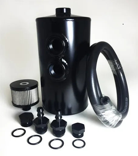 ProSport Aluminum Dual Baffle Oil Catch Can Kit - Black