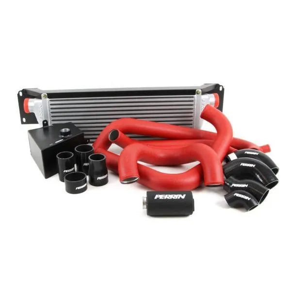 Perrin Front-Mount Intercooler Kit (STi 15-17) Silver Core, Red Piping — fits Subaru STI
