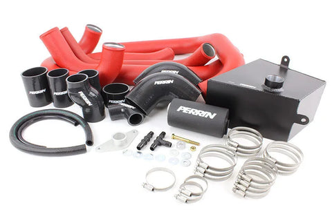 Perrin Front Mount Intercooler Boost Tube Kit Only (STi 15-20) Red Piping — fits Subaru STI